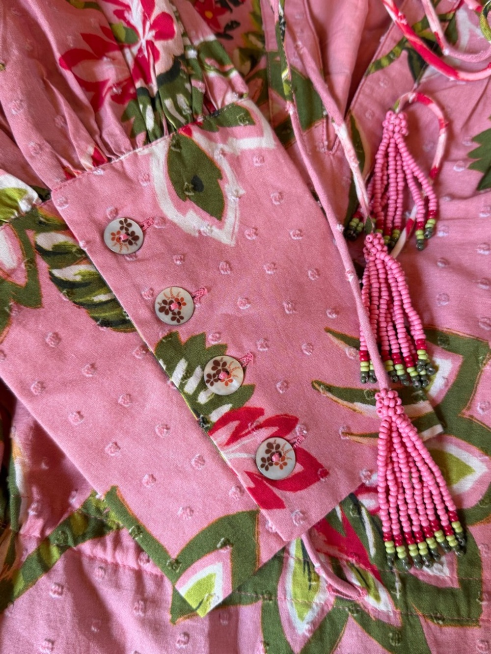 Farm Rio Aura Peasant Soft Pink Dress NWT Size L - Picture 10 of 14